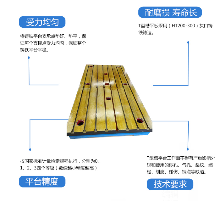 數控加工鑄鐵精密T型槽平板